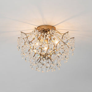 LightFixturesUSA - (OpenBox) Glam Bloom Draped Crystal Accented Semi Flush Mount - Ceiling Light - 16.7in - 