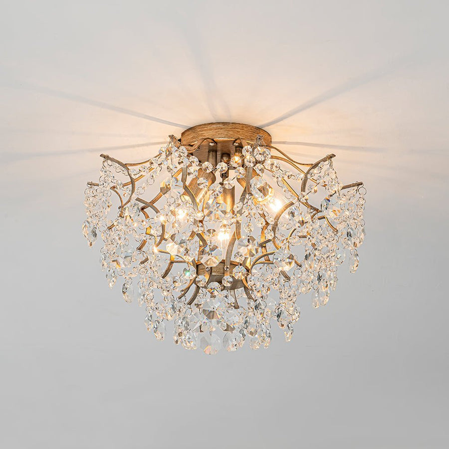 LightFixturesUSA - (OpenBox) Glam Bloom Draped Crystal Accented Semi Flush Mount - Ceiling Light - 16.7in - 