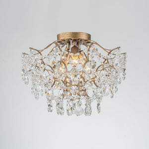 LightFixturesUSA - (OpenBox) Glam Bloom Draped Crystal Accented Semi Flush Mount - Ceiling Light - 16.7in - 