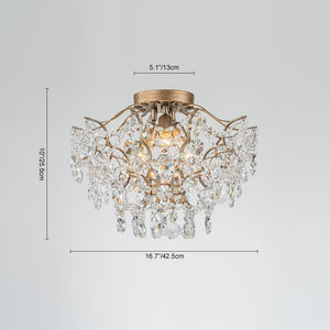 LightFixturesUSA - (OpenBox) Glam Bloom Draped Crystal Accented Semi Flush Mount - Ceiling Light - 16.7in - 