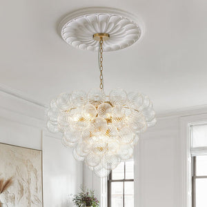 LightFixturesUSA - (OpenBox) Glam Brass Cluster Ribbed Glass Globe Bubble Chandelier - Chandelier - Brass - 