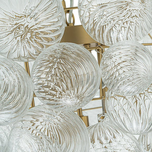 LightFixturesUSA - (OpenBox) Glam Brass Cluster Ribbed Glass Globe Bubble Chandelier - Chandelier - Brass - 