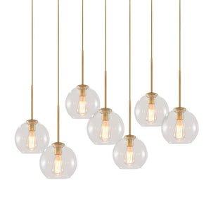 LightFixturesUSA - (OpenBox) Globe Cluster Kitchen Island Pendant Light - Chandelier - Brass - 