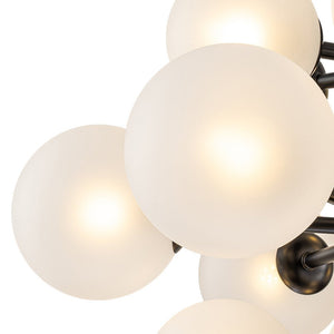 LightFixturesUSA - (OpenBox) Mid - Century Frosted Glass Bubble Tiered Sputnik Chandelier - Chandelier - Black - 