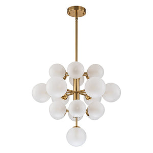 LightFixturesUSA - (OpenBox) Mid - Century Frosted Glass Bubble Tiered Sputnik Chandelier - Chandelier - Black - 