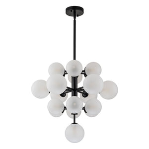 LightFixturesUSA - (OpenBox) Mid - Century Frosted Glass Bubble Tiered Sputnik Chandelier - Chandelier - Black - 