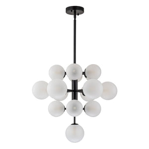 LightFixturesUSA - (OpenBox) Mid - Century Frosted Glass Bubble Tiered Sputnik Chandelier - Chandelier - Black - 