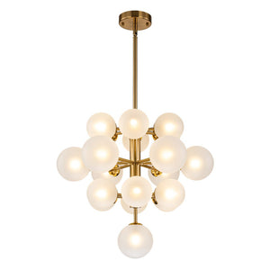 LightFixturesUSA - (OpenBox) Mid - Century Frosted Glass Bubble Tiered Sputnik Chandelier - Chandelier - Black - 