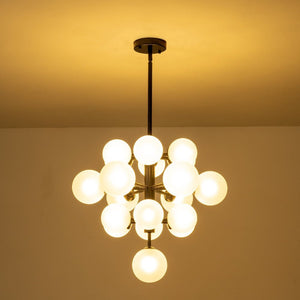 LightFixturesUSA - (OpenBox) Mid - Century Frosted Glass Bubble Tiered Sputnik Chandelier - Chandelier - Black - 