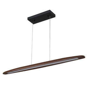 LightFixturesUSA - (OpenBox) Minimalist Linear Wood Dimmable LED Island Pendant - Chandelier - Walnut - 
