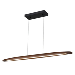 LightFixturesUSA - (OpenBox) Minimalist Linear Wood Dimmable LED Island Pendant - Chandelier - Walnut - 