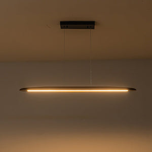 LightFixturesUSA - (OpenBox) Minimalist Linear Wood Dimmable LED Island Pendant - Chandelier - Walnut - 