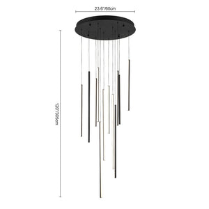LightFixturesUSA - (OpenBox) Modern 12 - Light Black Cluster Tube LED Pendant Light - Chandelier - Black - 