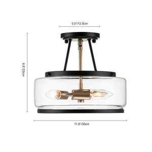 LightFixturesUSA - (OpenBox) Modern Farmhouse Drum Glass Semi Flush Mount - Ceiling Light - 