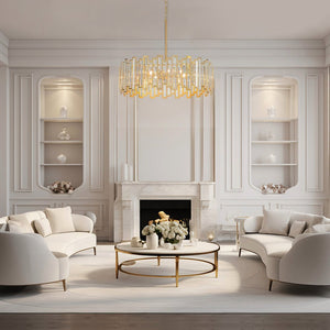 LightFixturesUSA - (OpenBox) Modern Glam Brass 6 - Light Crystal Drum Cage Chandelier - Chandelier - Brass - 