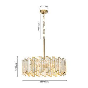 LightFixturesUSA - (OpenBox) Modern Glam Brass 6 - Light Crystal Drum Cage Chandelier - Chandelier - Brass - 