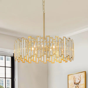 LightFixturesUSA - (OpenBox) Modern Glam Brass 6 - Light Crystal Drum Cage Chandelier - Chandelier - Brass - 