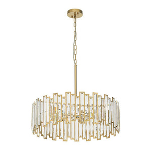 LightFixturesUSA - (OpenBox) Modern Glam Brass 6 - Light Crystal Drum Cage Chandelier - Chandelier - Brass - 