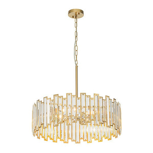 LightFixturesUSA - (OpenBox) Modern Glam Brass 6 - Light Crystal Drum Cage Chandelier - Chandelier - Brass - 