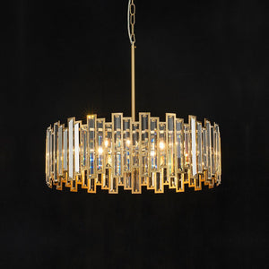 LightFixturesUSA - (OpenBox) Modern Glam Brass 6 - Light Crystal Drum Cage Chandelier - Chandelier - Brass - 