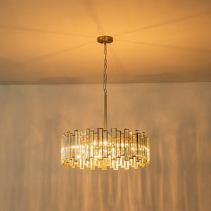LightFixturesUSA - (OpenBox) Modern Glam Brass 6 - Light Crystal Drum Cage Chandelier - Chandelier - Brass - 