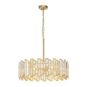 LightFixturesUSA - (OpenBox) Modern Glam Brass 6 - Light Crystal Drum Cage Chandelier - Chandelier - Brass - 