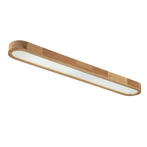LightFixturesUSA - (OpenBox) Natural Wood Long Oval Dimmable LED Flush Mount - Ceiling Light - Included Control (3000K - 6000K) - 