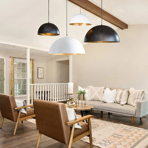 LightFixturesUSA - (OpenBox) Oversized Metal Dome Pendant Light - Chandelier - Black - 15 in.