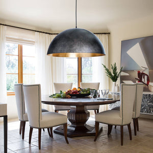 LightFixturesUSA - (OpenBox) Oversized Metal Dome Pendant Light - Chandelier - Black - 15 in.