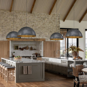 LightFixturesUSA - (OpenBox) Oversized Metal Dome Pendant Light - Chandelier - Black - 23 in.