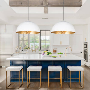 LightFixturesUSA - (OpenBox) Oversized Metal Dome Pendant Light - Chandelier - Black - 31 in.