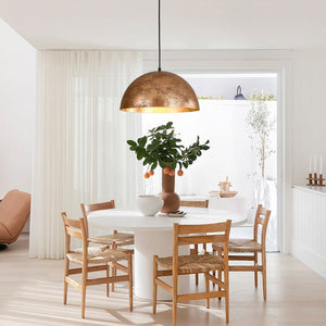 LightFixturesUSA - (OpenBox) Oversized Metal Dome Pendant Light - Chandelier - Distressed Gold - 15 in.