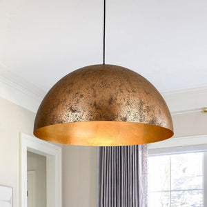 LightFixturesUSA - (OpenBox) Oversized Metal Dome Pendant Light - Chandelier - Distressed Gold - 23 in.