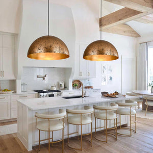 LightFixturesUSA - (OpenBox) Oversized Metal Dome Pendant Light - Chandelier - Distressed Gold - 31 in.