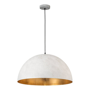 LightFixturesUSA - (OpenBox) Oversized Metal Dome Pendant Light - Chandelier - Distressed White - 15 in.