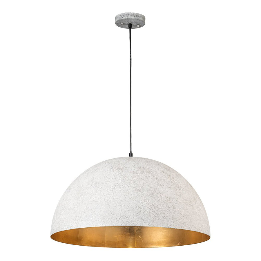 LightFixturesUSA - (OpenBox) Oversized Metal Dome Pendant Light - Chandelier - Distressed White - 15 in.