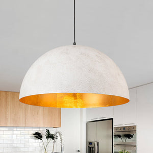 LightFixturesUSA - (OpenBox) Oversized Metal Dome Pendant Light - Chandelier - Distressed White - 15 in.