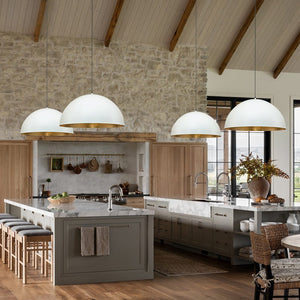 LightFixturesUSA - (OpenBox) Oversized Metal Dome Pendant Light - Chandelier - White - 15 in.