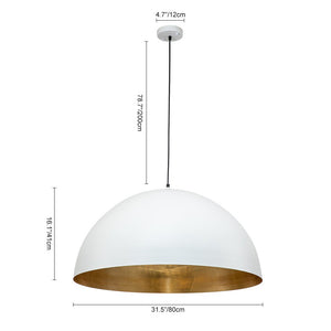LightFixturesUSA - (OpenBox) Oversized Metal Dome Pendant Light - Chandelier - White - 23 in.