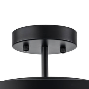 LightFixturesUSA - (OpenBox) Tiered Hammered Water Glass Round Semi Flush Mount - Ceiling Light - Black - 