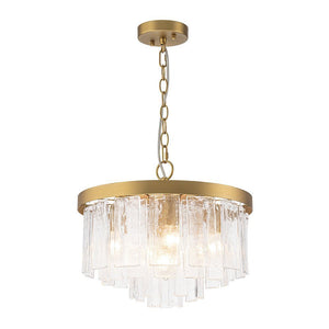 LightFixturesUSA - (OpenBox) Tiered Hammered Water Glass Round Semi Flush Mount - Ceiling Light - Black - 