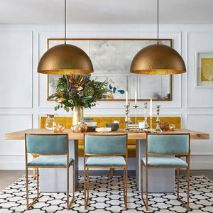LightFixturesUSA - (OpenBox) Vintage Luxe Oversized Hammered Dome Pendant - Pendant Light - 15 in. - Distressed Brass
