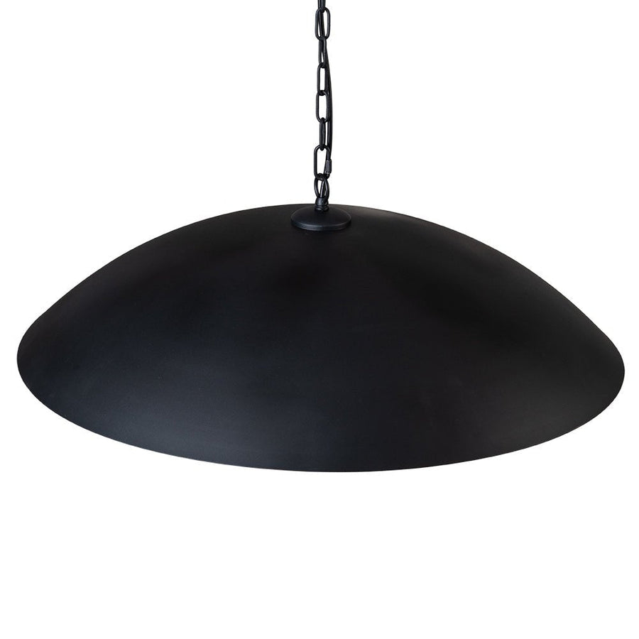LightFixturesUSA - (OpenBox) Vintage Oversized Flat Dome Metal Pendant Light - Chandelier - Black+Gold - 1 - Lt