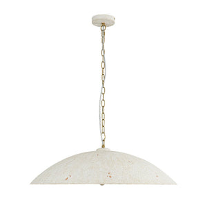 LightFixturesUSA - (OpenBox) Vintage Oversized Flat Dome Metal Pendant Light - Chandelier - White+Gold - 