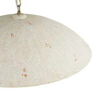 LightFixturesUSA - (OpenBox) Vintage Oversized Flat Dome Metal Pendant Light - Chandelier - White+Gold - 