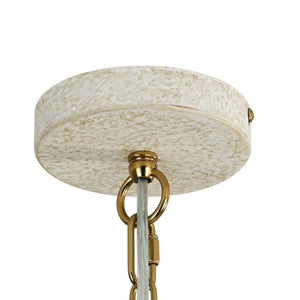 LightFixturesUSA - (OpenBox) Vintage Oversized Flat Dome Metal Pendant Light - Chandelier - White+Gold - 