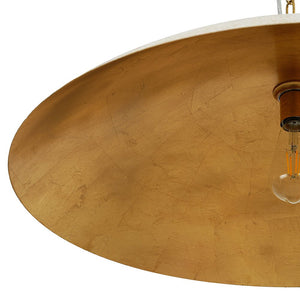 LightFixturesUSA - (OpenBox) Vintage Oversized Flat Dome Metal Pendant Light - Chandelier - White+Gold - 