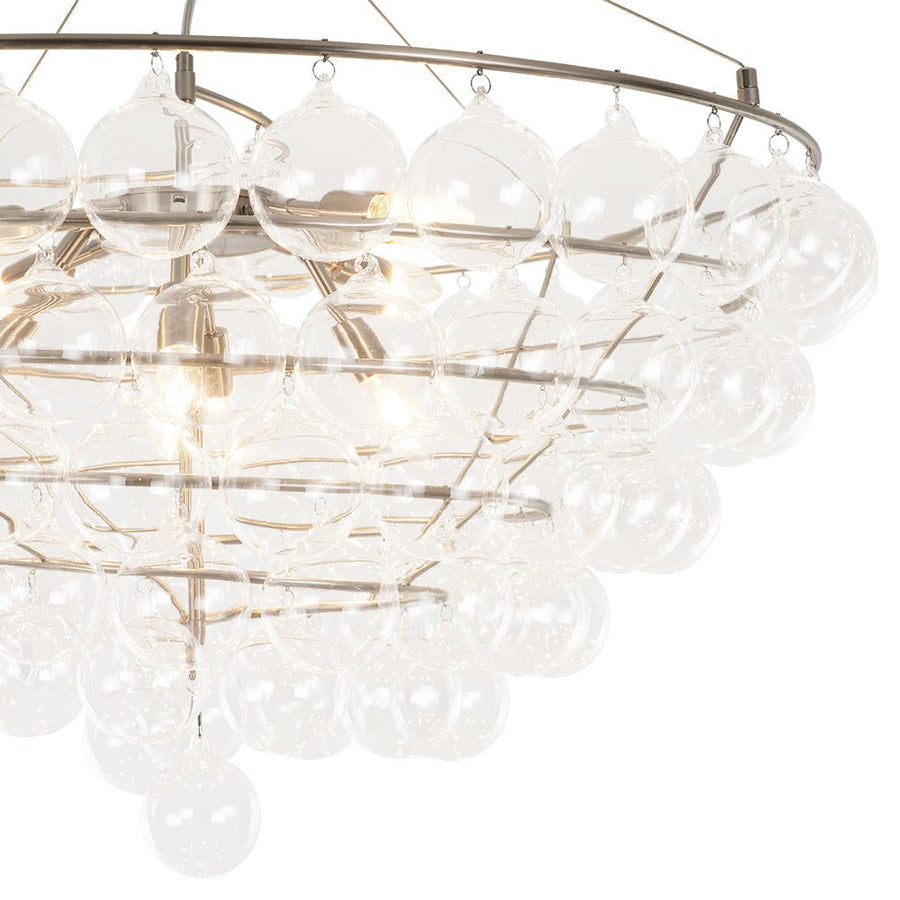 LightFixturesUSA - Oversized 8 - Light Spiral Tiered Clear Glass Bubble Chandelier - Chandelier - Brass - 