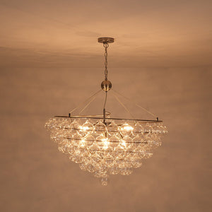 LightFixturesUSA - Oversized 8 - Light Spiral Tiered Clear Glass Bubble Chandelier - Chandelier - Brass - 