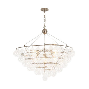 LightFixturesUSA - Oversized 8 - Light Spiral Tiered Clear Glass Bubble Chandelier - Chandelier - Brass - 